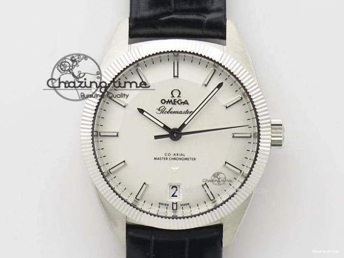 0514 Fashionable De Ville Prestige Real Power Reserve SS TW 1:1 Best Edition White Dial Blue Markers On Leather Strap A 8094